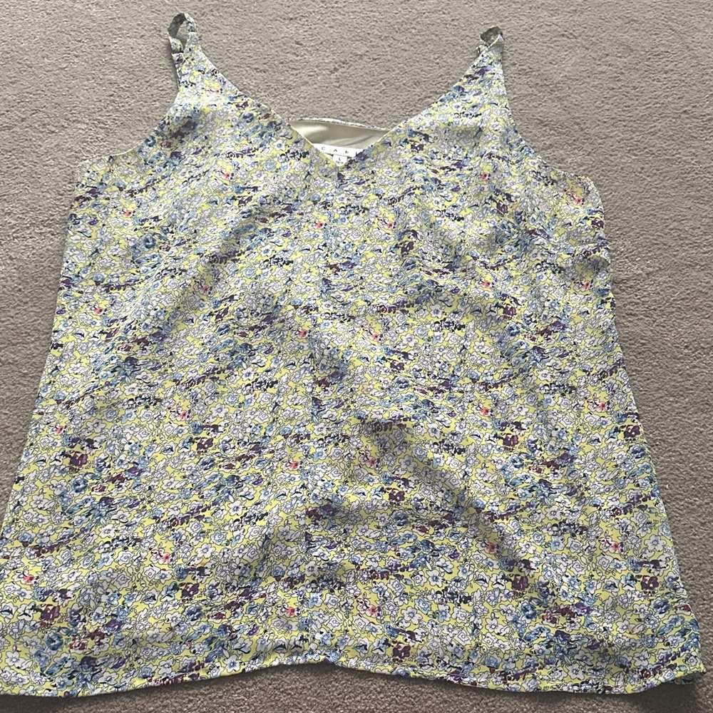 CAbi Floral Camisole in Blue and Yellow